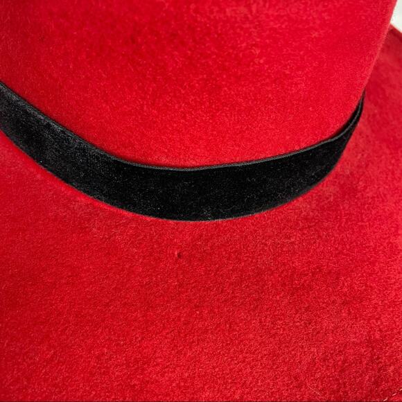 Vintage Red Bolero Hat 100% Wool Felt Black Ribbon and Coin - Picture 8 of 10